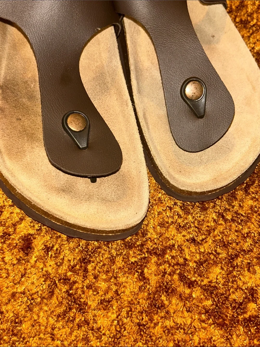 Comfort Footbed Toe-Post Sandals in Black with Adjustable Buckle